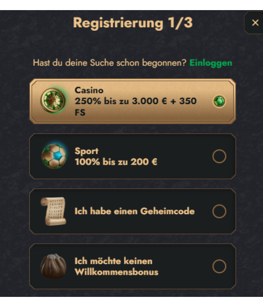 HeroSpin Registrierung